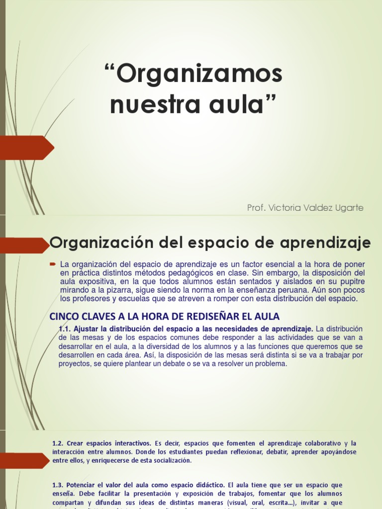 Rediseño Efectivo del Aula Escolar | PDF | Salón de clases | Aprendizaje
