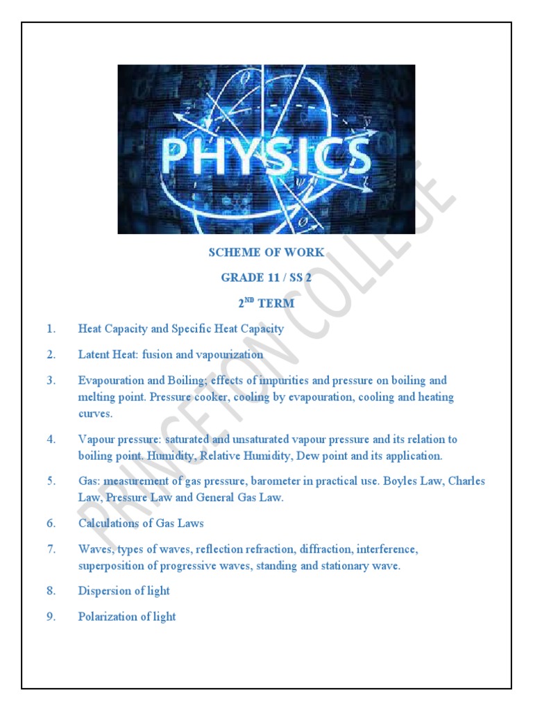 Physics Lesson Note SS2 2nd Term 2022 1 PDF Waves Gases