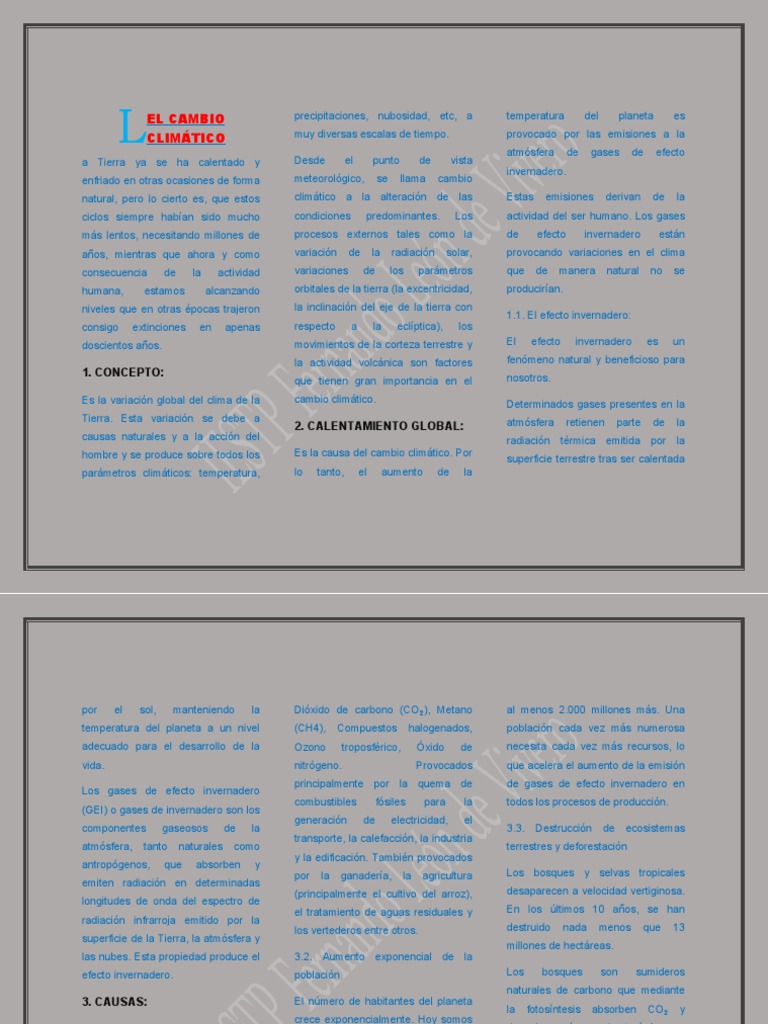 Causas y Consecuencias del Cambio Climático | PDF | Gases de efecto ...