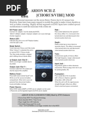 Arion SCH-Z (Chorus/Vibe) Mod: Rate: DC Power Jack | PDF