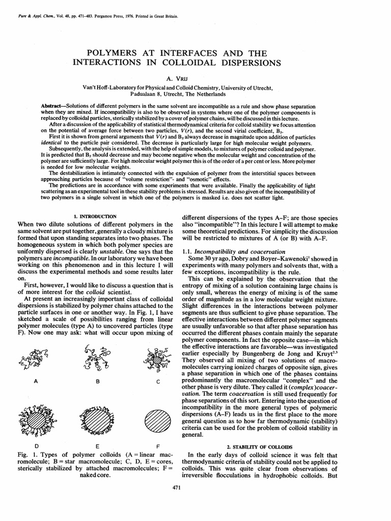 Polymers At Interfaces And The Interactions In Colloidal Dispersions