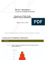 NS PBH 611 Biostatistics I Continuous Probability Distributions
