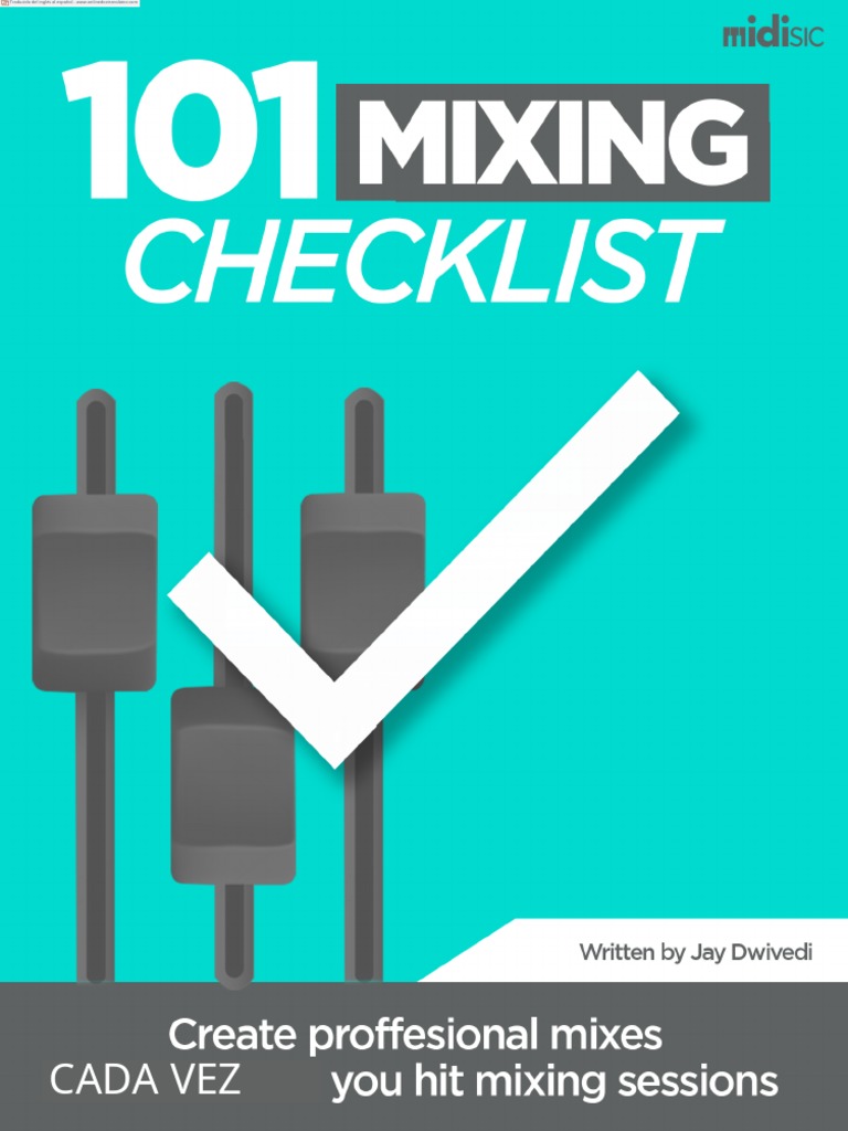 Spanish 101 Mixing Checklist PDF Sonido Piano