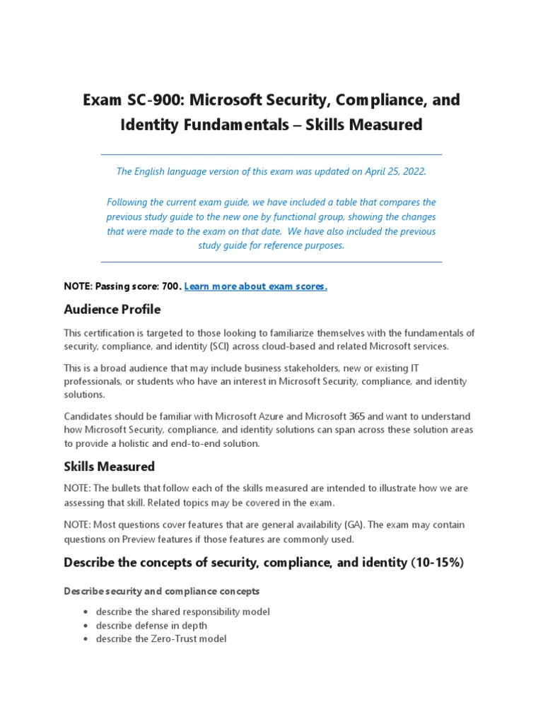 Exam SC-900: Microsoft Security, Compliance, and Identity Fundamentals ...
