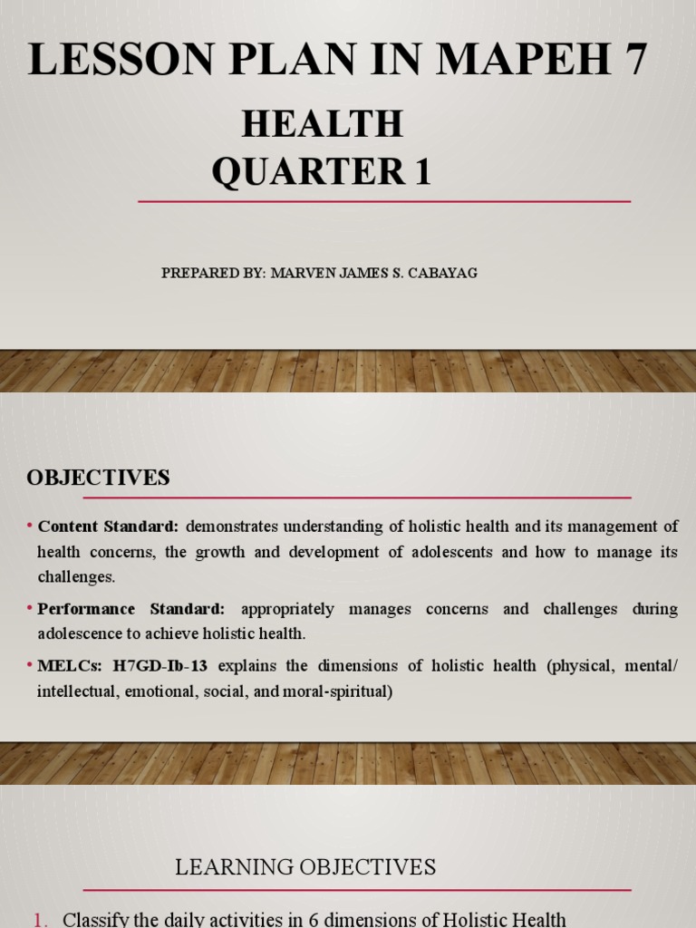 Cot 1Lesson Plan in Mapeh 7 PDF Mental Health Rubric (Academic)