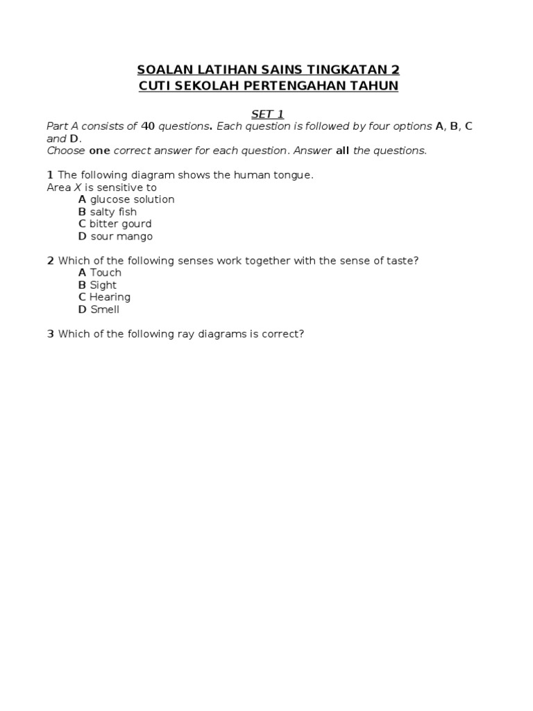 Soalan Sains Tingkatan 1 Dalam Bahasa Melayu - Persoalan s