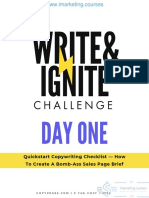 Day One: Quickstart Copywriting Checklist - How To Create A Bomb-Ass Sales Page Brief