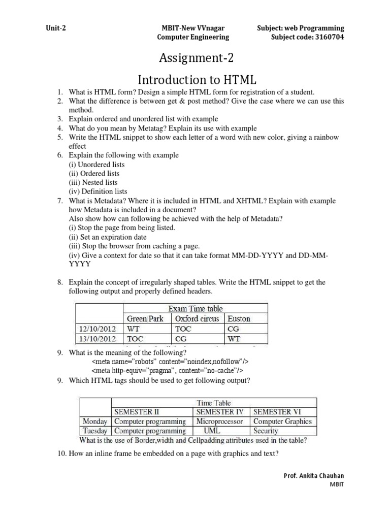 Assignment 2 - HTML 2021 | PDF | Html | Html Element