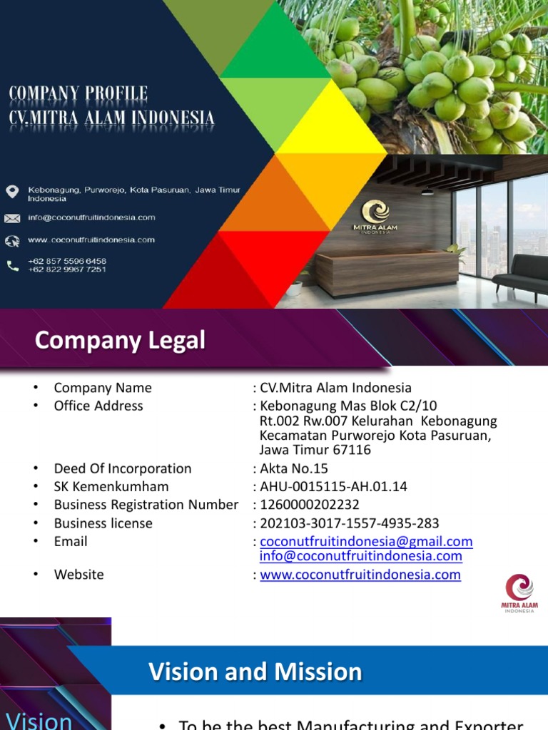 CV Mitra Alam Indonesia Overview | PDF | Coconut | Coconut Oil