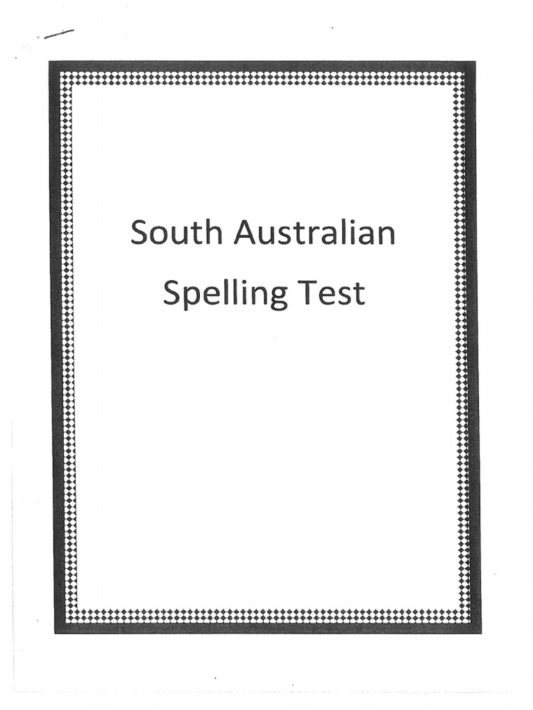 South Australian Spelling Test PDF