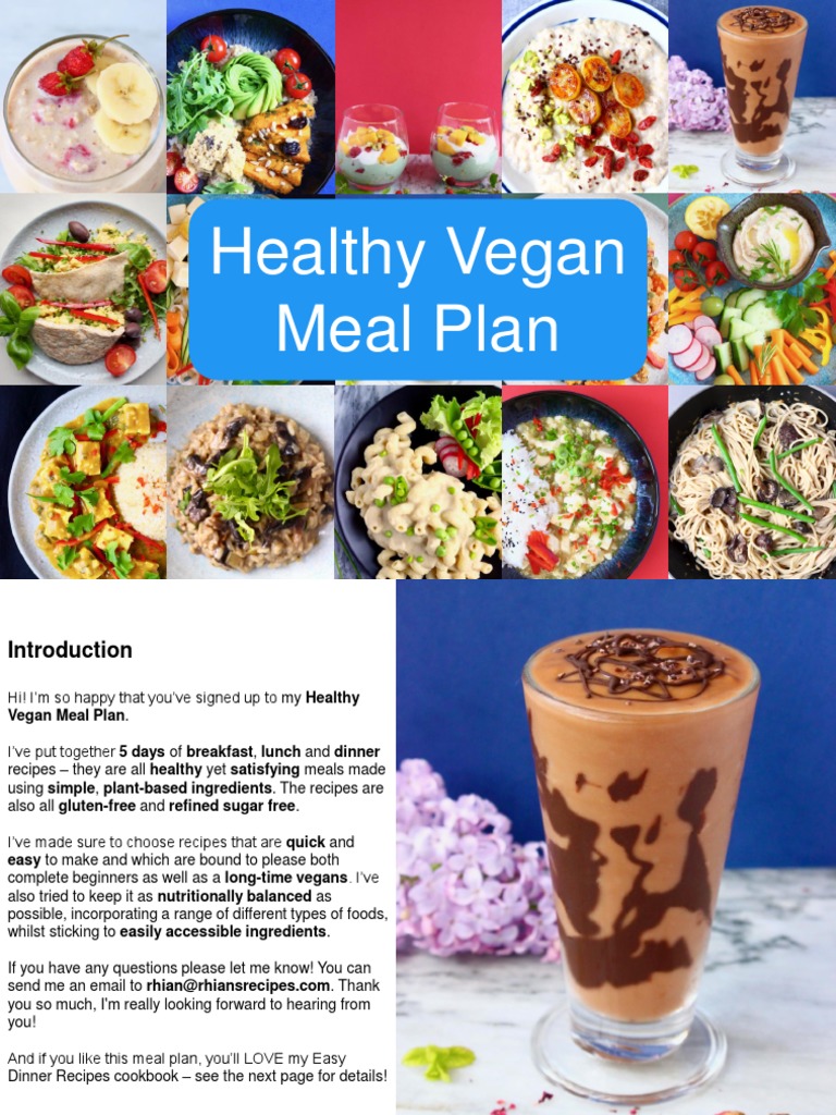 Healthy Vegan Meal Plan | PDF | Tofu | Lunch