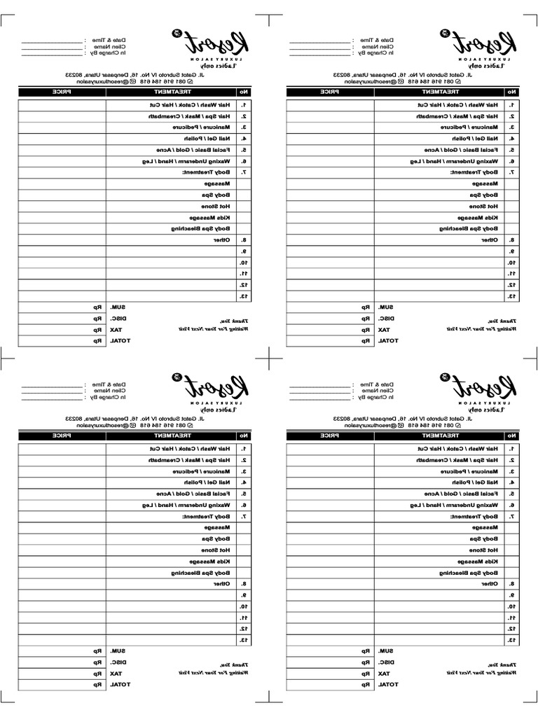 Luxury Salon Treatment Summary | PDF