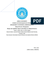 Admas University School of Postgraduate Studies Department of Business Administration Human Resource Management Merger and Acquisition: Impact On The Living Asset (Human Resource)