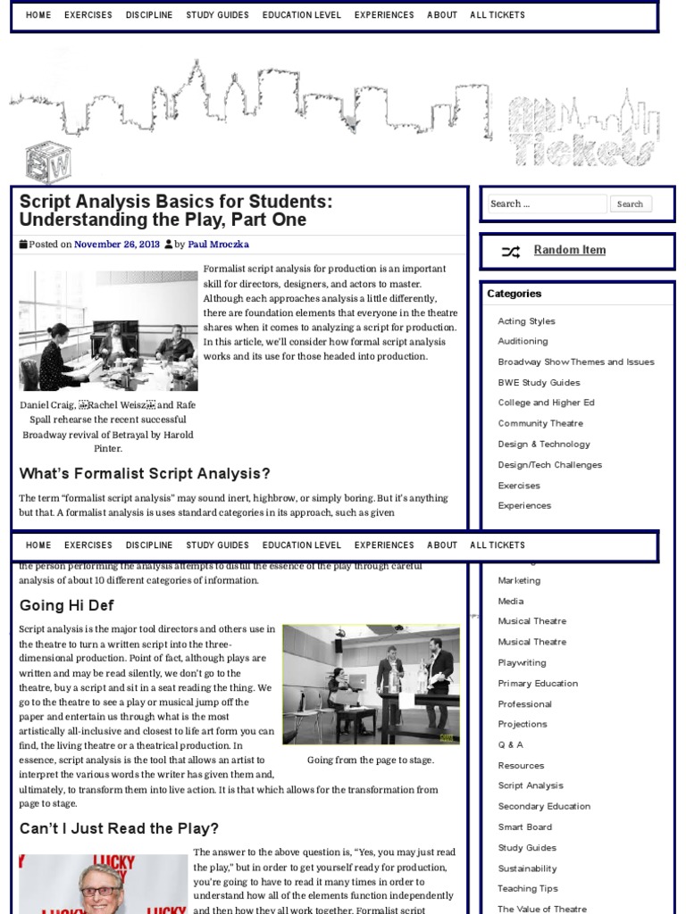 Script Analysis Basics For Students - Understanding The Play, Part One ...