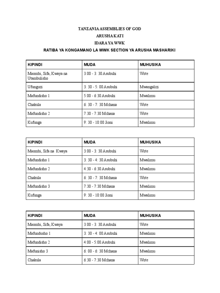 Ratiba | PDF