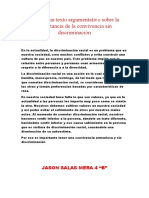 Redacta Un Texto Argumentativo Sobre La Importancia de La Convivencia Sin Discriminación