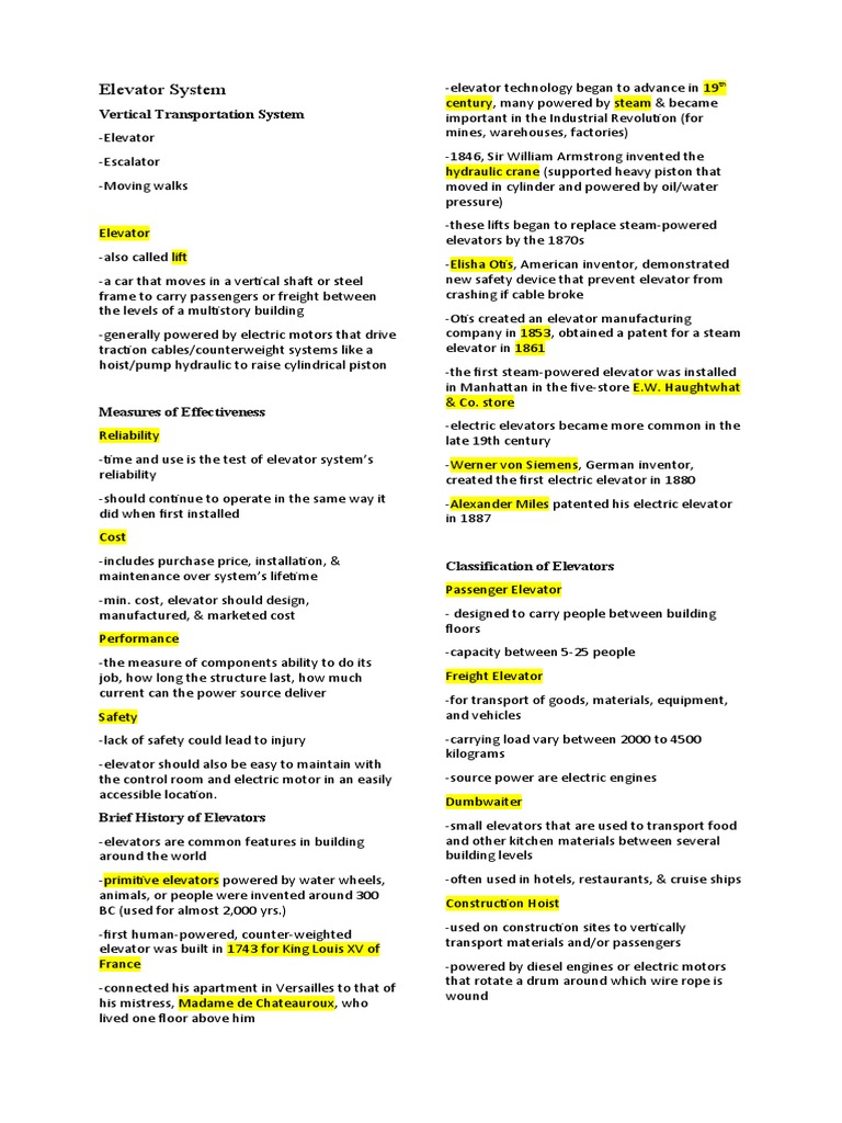 Comprehensive Guide to Elevator Systems | PDF | Elevator | Escalator