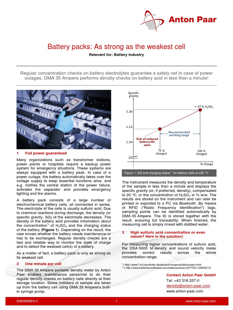 Battery Packs As Strong As The Weakest Cell PDF Sulfuric Acid