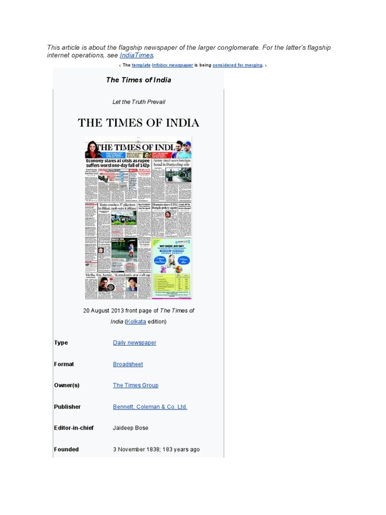 This Article Is About The Flagship Newspaper of The Larger Conglomerate