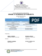 Grade 12 Schedule of Subjects