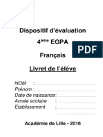 Evaluation 4eme EGPA 2016 Livret Eleve Francais
