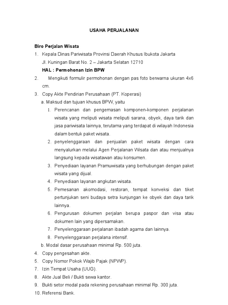 Izin Usaha Pariwisata Pdf
