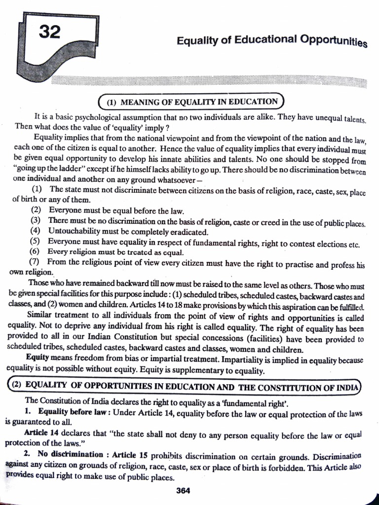 Equality of Educational Opportunities PDF Egalitarianism Social Equality