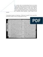 Transcrição Certidão de Casamento - Domiciano Faustino Correa Junior filho Domiciano Faustino Correa e Eulalia Maria de Jesus