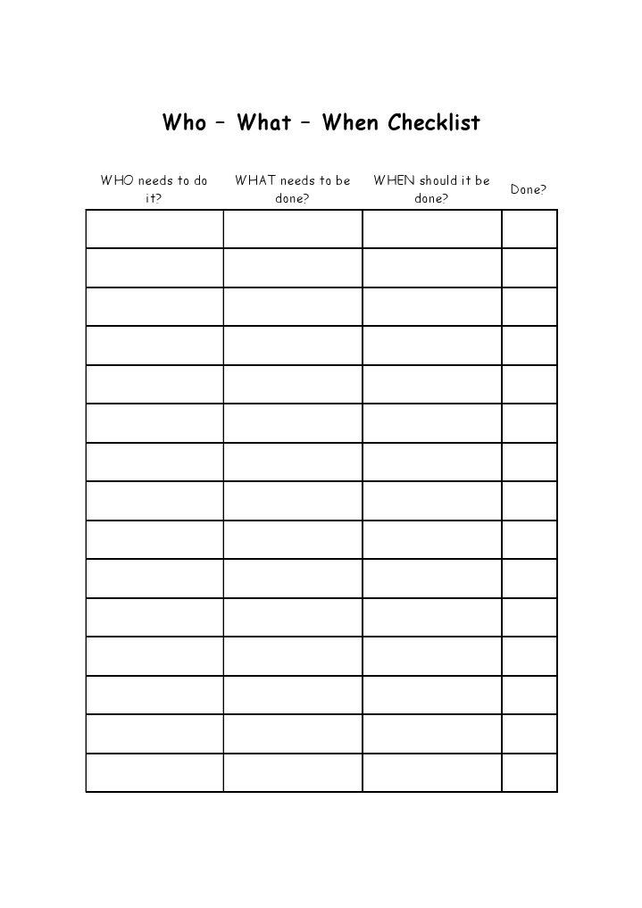 Who What When To Do List | PDF | Self-Improvement