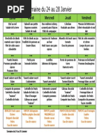 Semaine Du 24 Au 28 Janvier: Lundi Mardi Mercredi Jeudi Vendredi