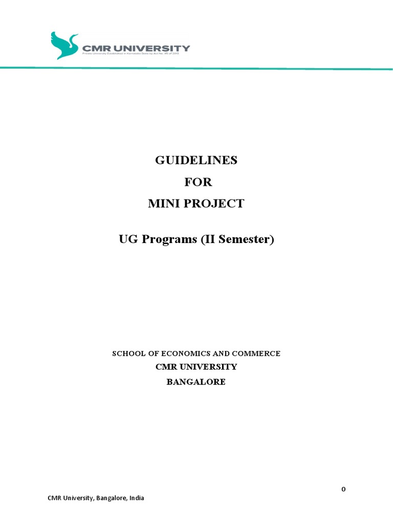 Guidelines FOR Mini Project UG Programs (II Semester) : CMR University ...