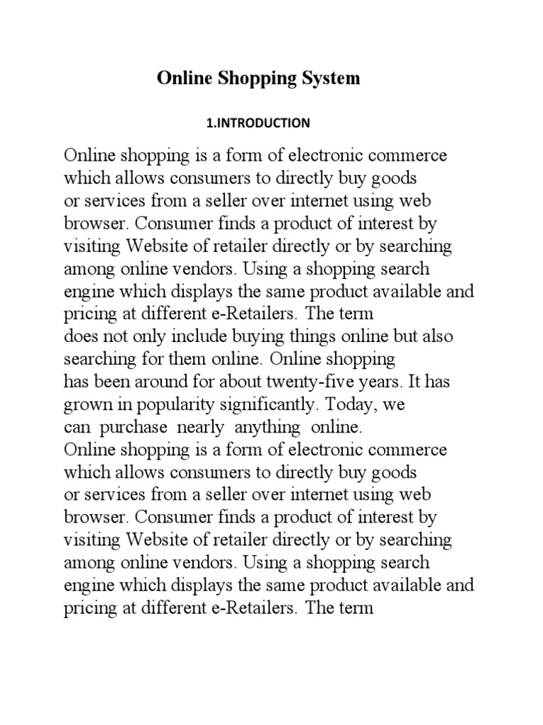Online Shopping System PDF Online Shopping E Commerce