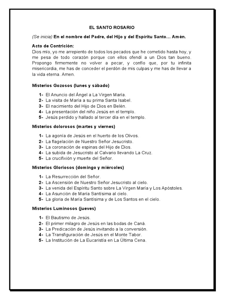 El Santo Rosario | PDF | Rosario | María, madre de Jesús