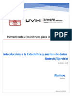 Herramientas Estadísticas para Ingeniería: Introducción A La Estadística y Análisis de Datos Síntesis/Ejercicio