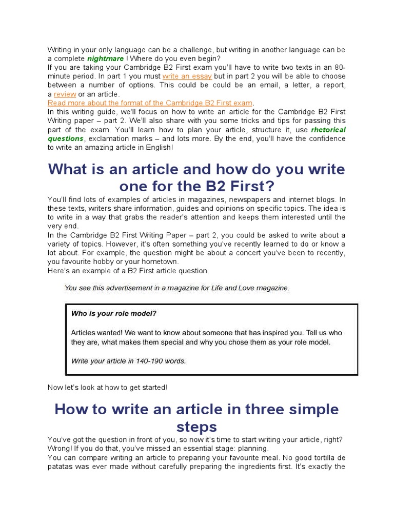 Article Writing Format | PDF | Question | English Language
