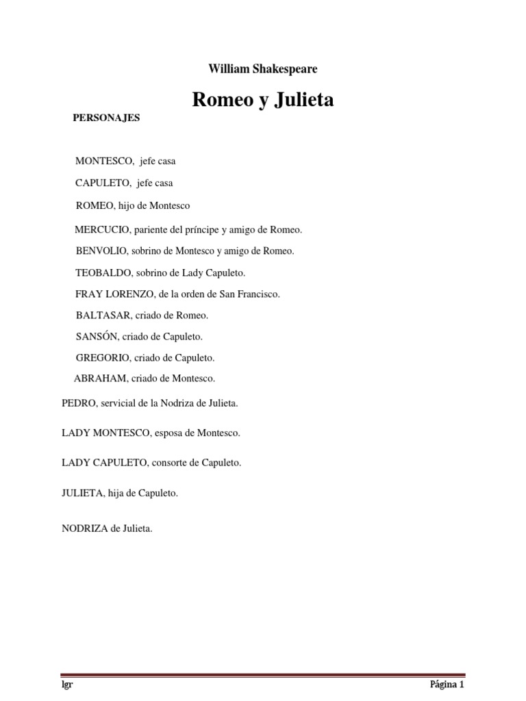 Romeo y Julieta Libreto | PDF | Romeo y Julieta