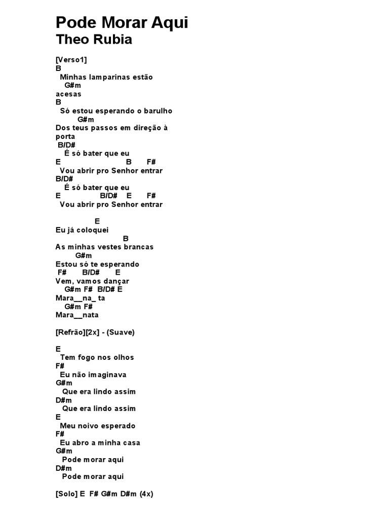 Pode Morar Aqui Cifra PDF