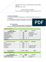 Presupuesto gastos generales por departamentos