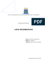 Lista de Exercícios - Seleção de Materiais - Paulo Raul Cardoso Faria