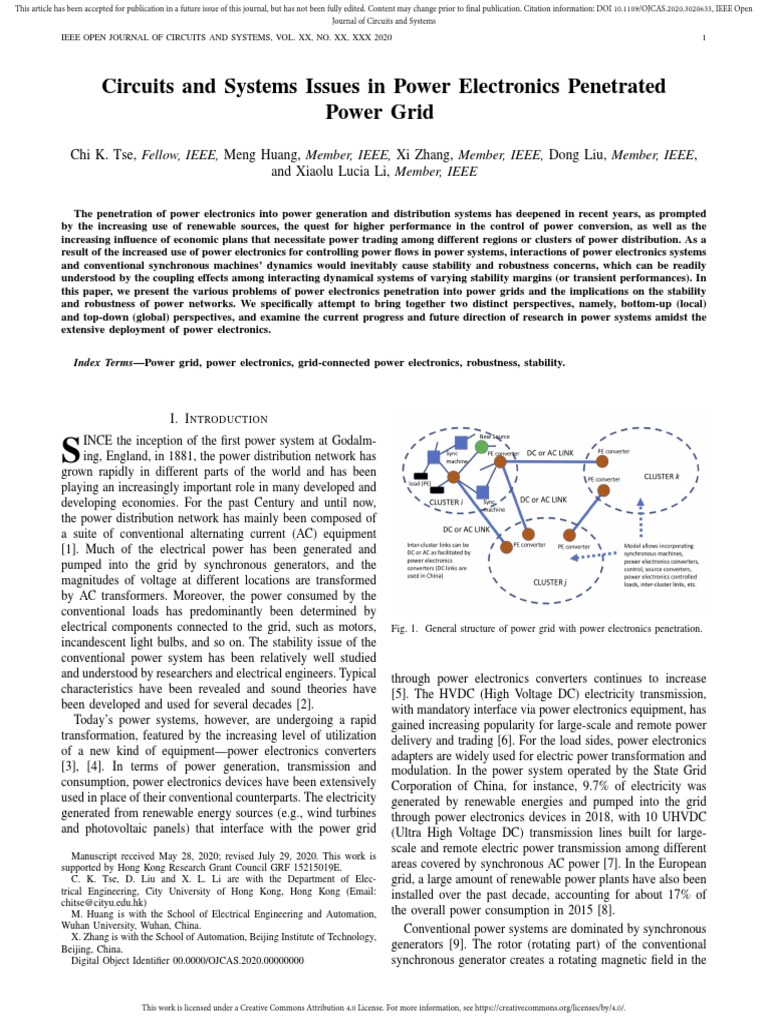 Circuits and Systems Issues in Power Electronics Penetrated Power Grid ...