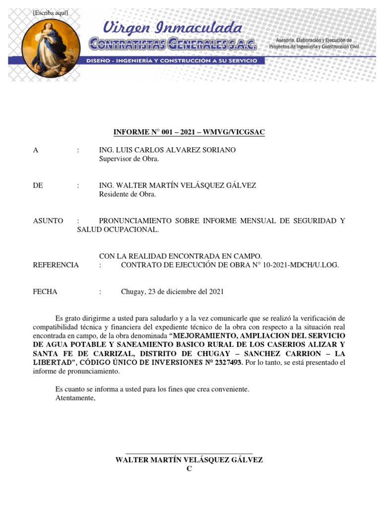 Informe Mensual de Seguridad | PDF | Seguridad y salud ocupacional ...