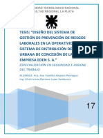 Diseño Del Sistema de Gestión de Prevención de Riesgos Laborales en La Operatividad Del Sistema de Distribución Del Área Urbana de Concesión de La Empresa EDEN S.A.