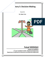 Laboratory 5: Decision Making: Faisal SIDDIQUI