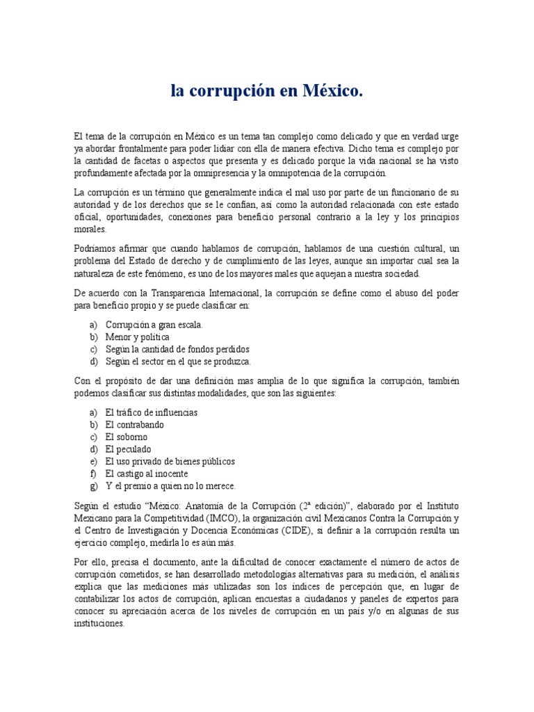 Corrupción Política en México: Análisis y Costos | PDF | Corrupción ...