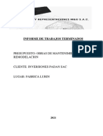 Informe de Trabajos Terminados - Adicionales