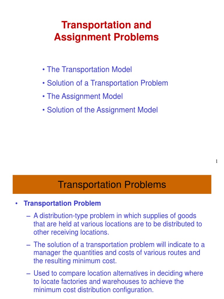 Transportation and Assignment Models Guide | PDF | Mathematical ...
