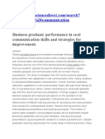 Qs Oral Communication: Business Graduate Performance in Oral Communication Skills and Strategies For Improvement