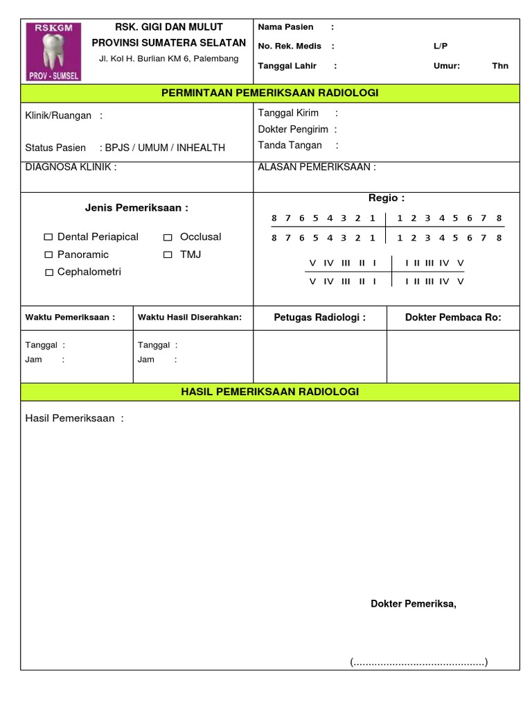 Surat Rujukan Radiologi Gigi | PDF