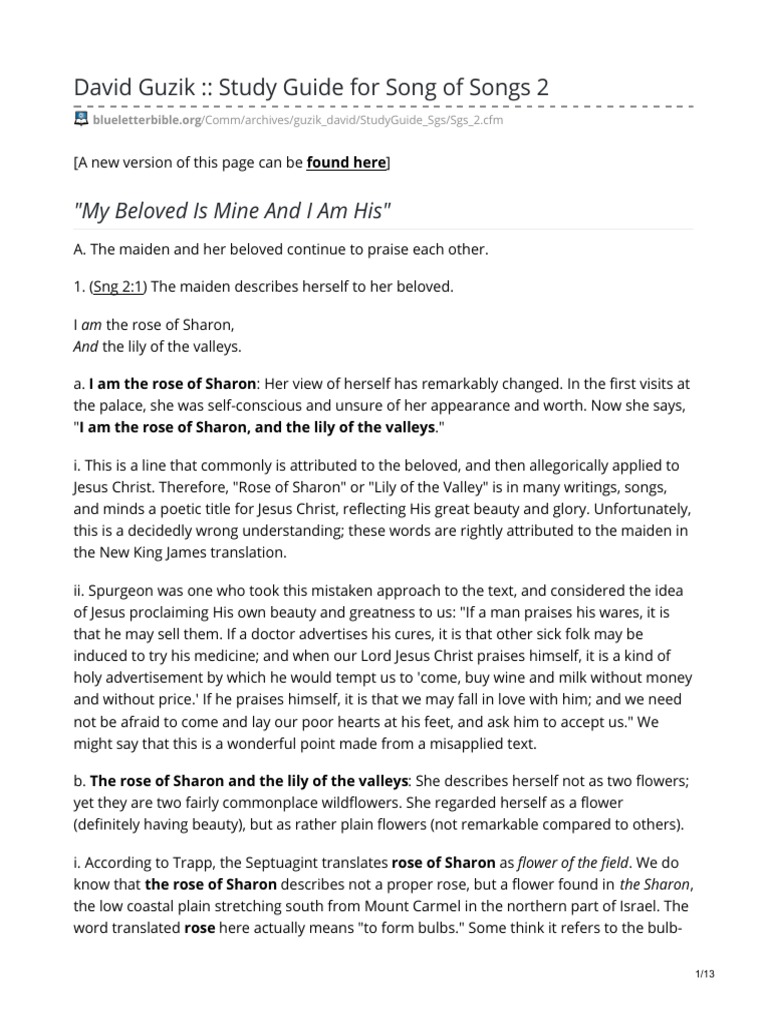 Song of Songs 2 Study Guide | PDF | Love | Song Of Songs
