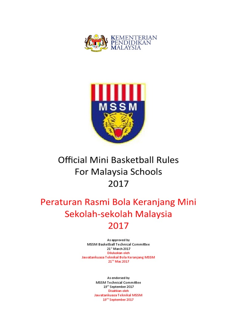 Official Mini Basketball Rules For Malaysia Schools 2017